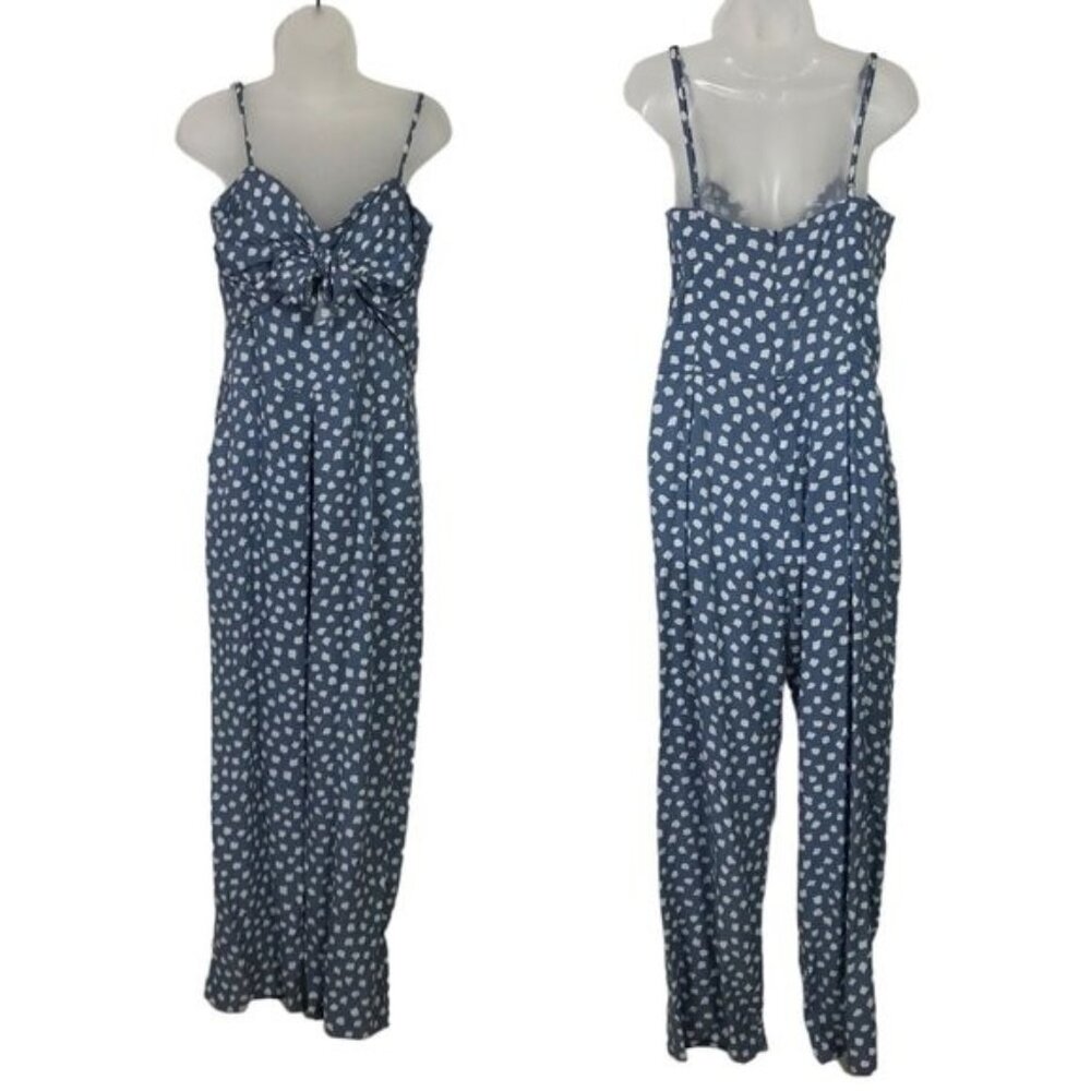 Anthropologie + Whit Two - *Euc* Blue White Polka Dot Tie Front Jump Suit - 10 View 6